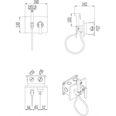 Смесител с душ за вграждане Блейк INTER CERAMIC - 2