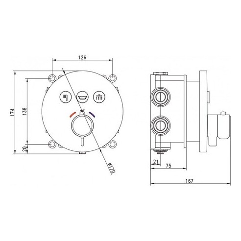 Месингов смесител за вграждане с термостат черен мат INTER CERAMIC - 2