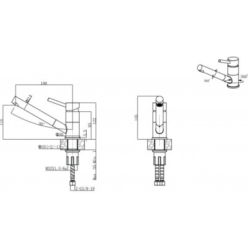 Стоящ кухненски смесител Темпико сатен INTER CERAMIC - 2