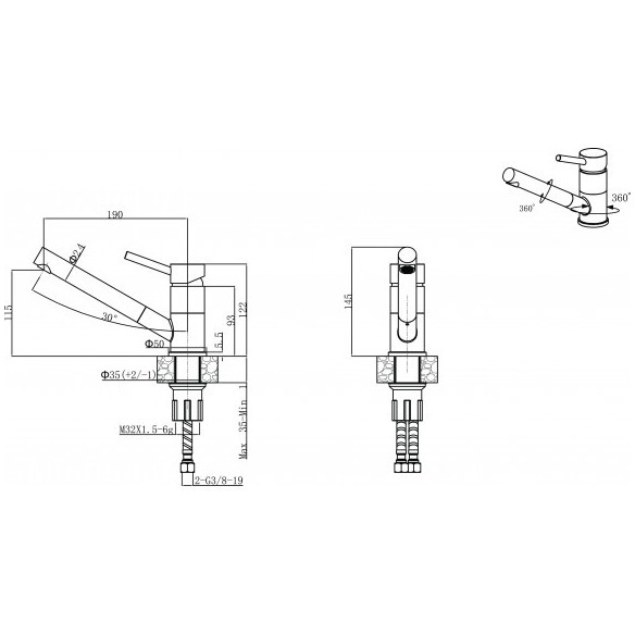 Стоящ кухненски смесител Темпико сатен INTER CERAMIC - 2