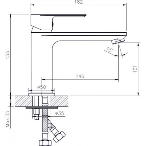 Смесител за умивалник Елмира хром INTER CERAMIC - 3