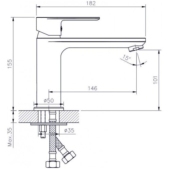 Смесител за умивалник Елмира хром INTER CERAMIC - 3