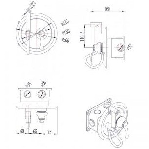 Смесител за вграждане с душ/биде Милионер старо злато INTER CERAMIC 2