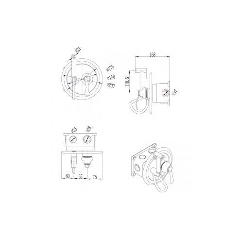 Смесител за вграждане с душ/биде Милионер старо злато INTER CERAMIC