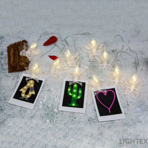 LED светещо въже 10 звезди с щипка 0.6W 1м LIGHTEX - 3