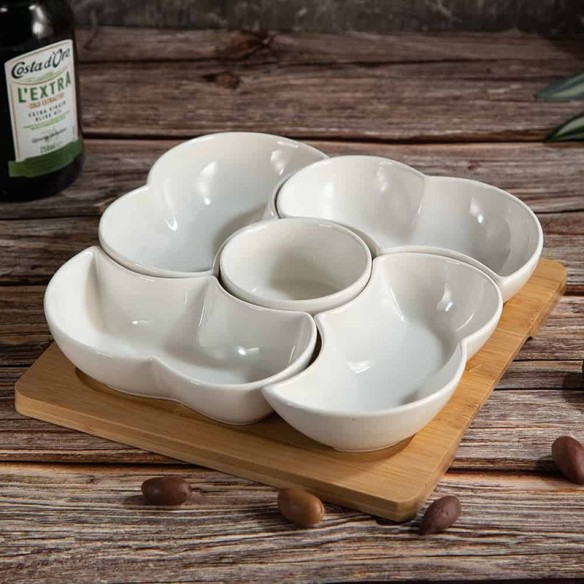 Плато за сервиране с пет купички серия Бамбук - 1