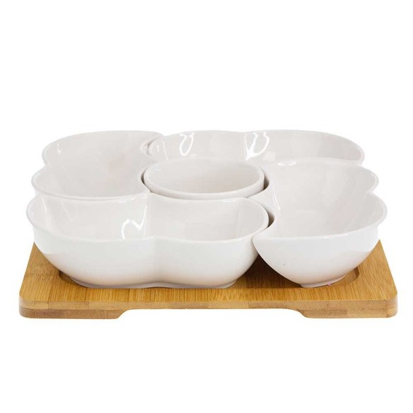 Плато за сервиране с пет купички серия Бамбук - 3