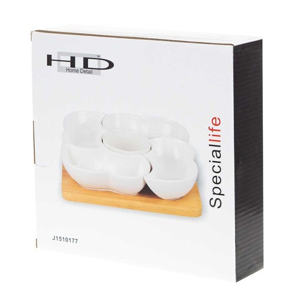 Плато за сервиране с пет купички серия Бамбук - 5