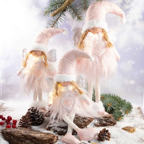 Коледен светещ ангел Pink 3 36x16x8 см - 2