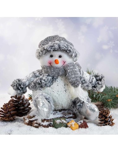 Декоративен снежен човек в сиво 27x30x12 см - 1