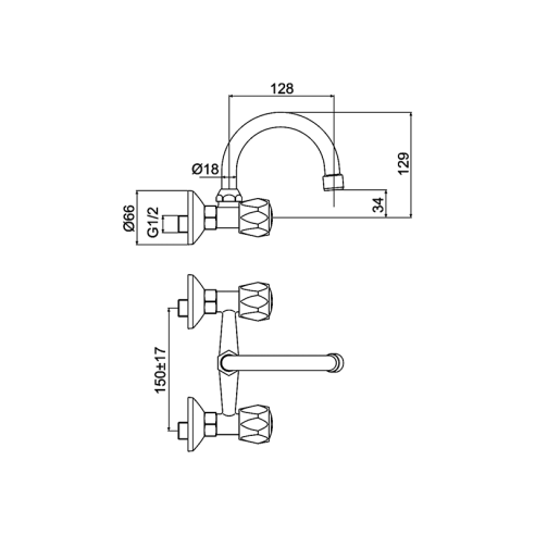 Смесител за кухня стенен Mesina FORMA VITA - 2