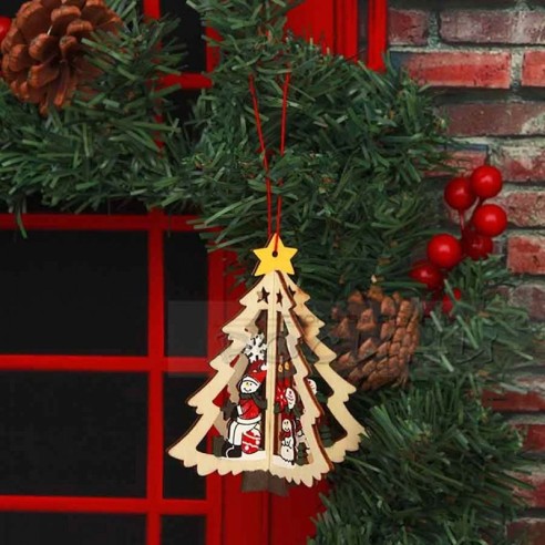 Коледна 3D играчка за закачане дървена - 2