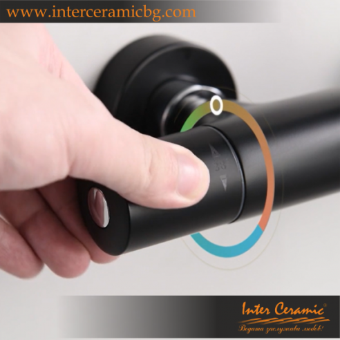 Тръбно окачване със смесител с термостат черен INTER CERAMIC - 4