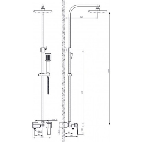 Тръбно окачване със смесител Елинор бял мат INTER CERAMIC - 2