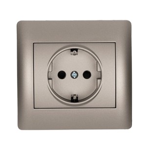 Контакт шуко сив металик Rhyme ELMARK - 1