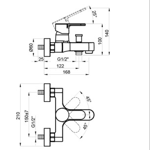 Смесител за вана/душ стенен Roma FORMA VITA - 1 2
