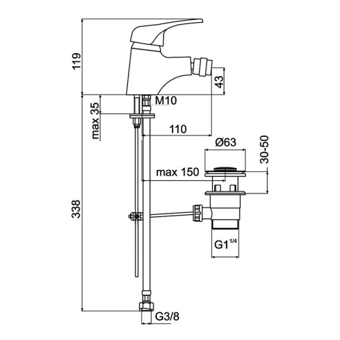 Смесител за биде с автоматичен сифон стоящ FORMA VITA - 2