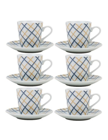 Комплект от 6 порцеланови чаши за кафе с линии 110мл NAVA - 1