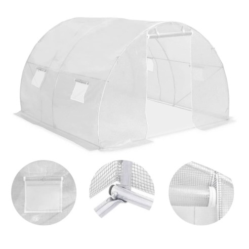 Оранжерия - 3x3x2 м - бяла - полиетилен и стомана - 9м²