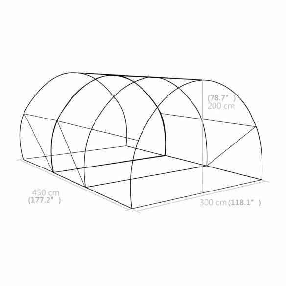 Оранжерия -  4.5x3x2 м - зелена - полиетилен и стомана - 13,5м² - 11