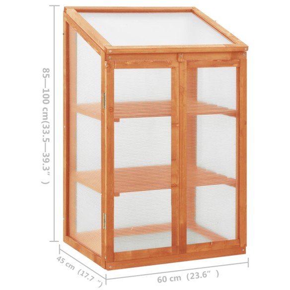 Мини оранжерия - 60x45x100 см - правоъгълна - дърво - 7