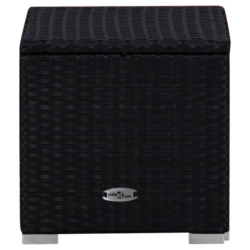 Градински шезлонги с маса за чай, 3 части, полиратан, черни - 6