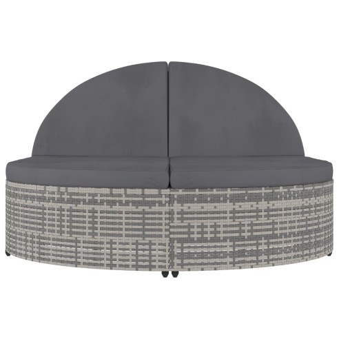 2-местен шезлонг с шалтета, полиратан, сив