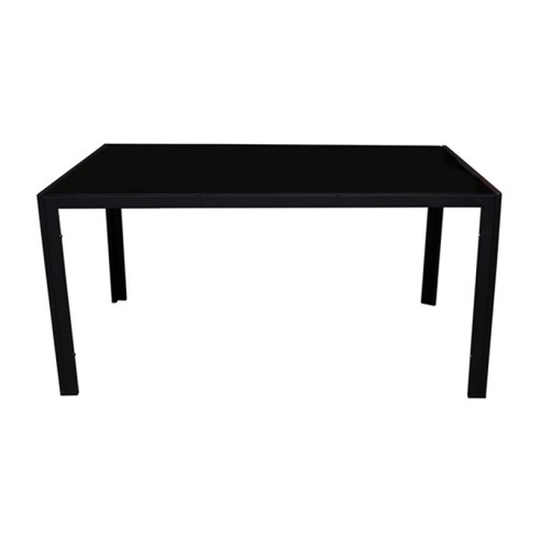 Градинска метална маса със стъклен плот 145x90x72 см черна