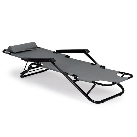 Сгъваем стол тип шезлонг 153x60x80 см сив DeHOME