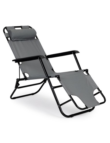 Сгъваем стол тип шезлонг 153x60x80 см сив DeHOME
