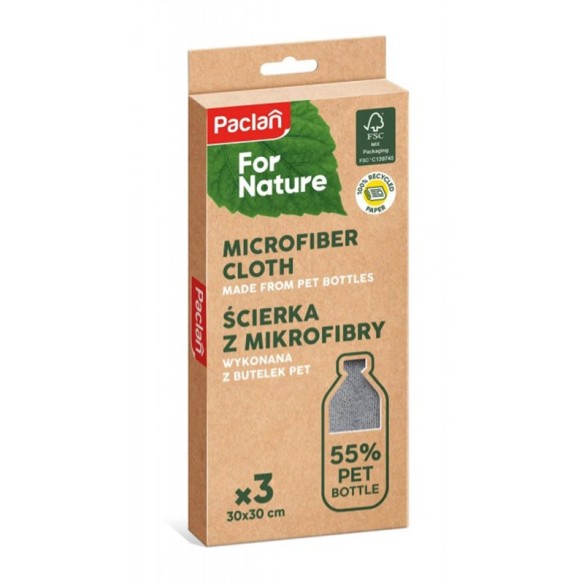 Микрофибърни кърпи от рециклирани PET бутилки 3 бр. PACLAN