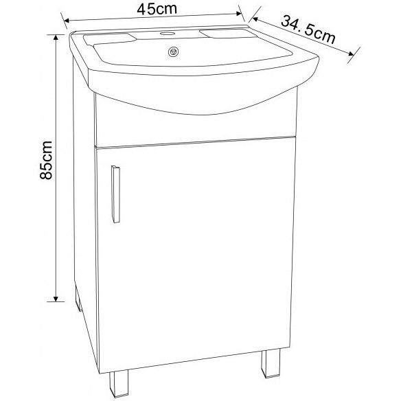 Шкаф за баня Алора 45х35х85см бял INTER CERAMIC - 2