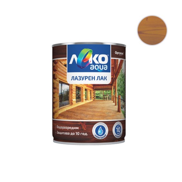Лазурен лак Леко Aqua 700 мл дъб ОРГАХИМ