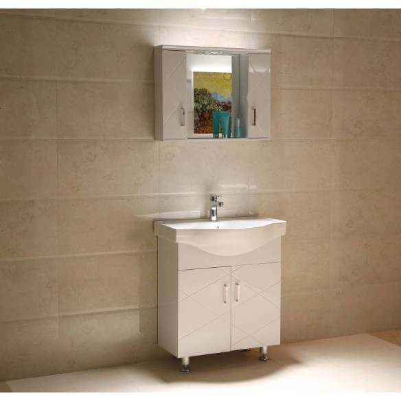 Шкаф за баня Водо 70х44х85см бял INTER CERAMIC - 3