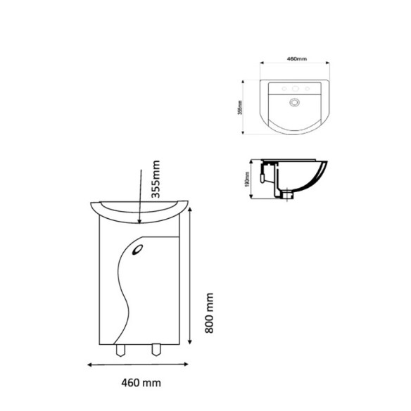 Шкаф за баня 46 см Opal 2 бял FORMA VITA