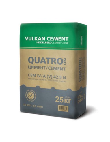 Цимент Quatro CEM IV/A 42.5 N 25 кг сив VULKAN CEMENT