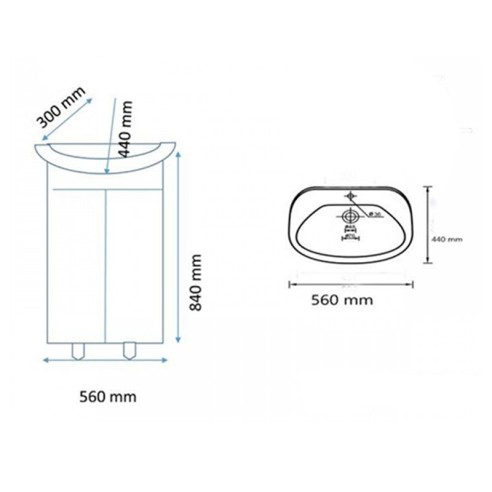 Шкаф за баня с мивка Rubin 56 см PVC FORMA VITA