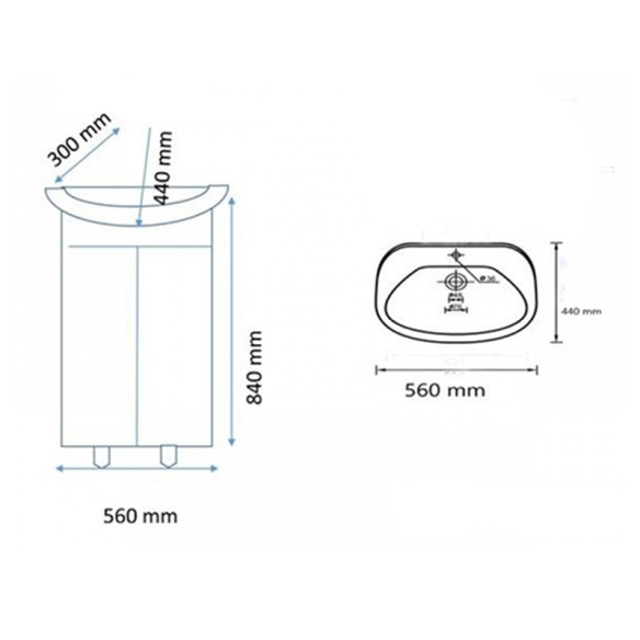 Шкаф за баня с мивка Rubin 56 см PVC FORMA VITA