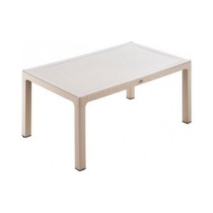 Градинска маса със стъкло 90x150 см PVC ратан капучино VIOLET HOUSE