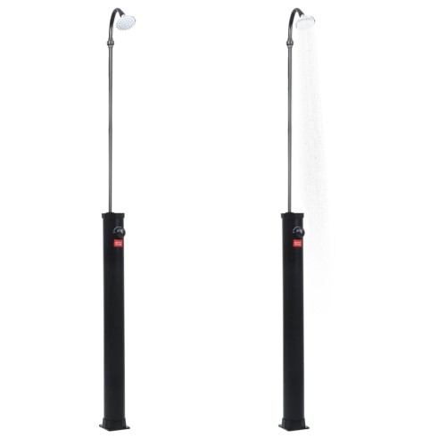 Градински соларен душ, черен, 215 см, 8 л