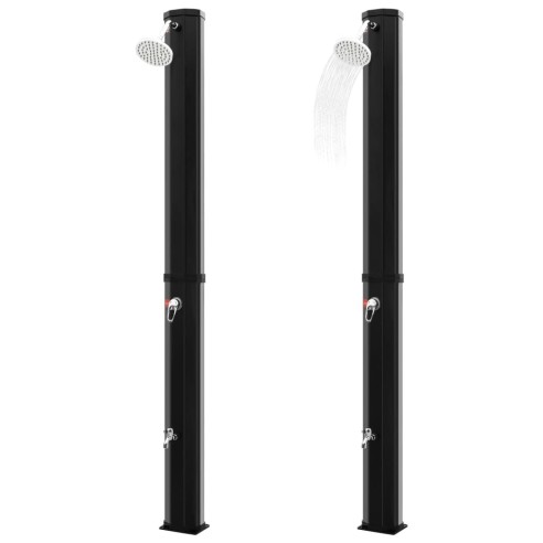 Градински соларен душ 217 см - слушалка и кранче - 35л черен