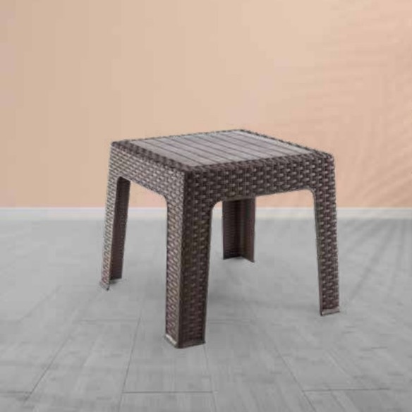 Маса за кафе 43x43 см PVC ратан кафява VIOLET HOUSE