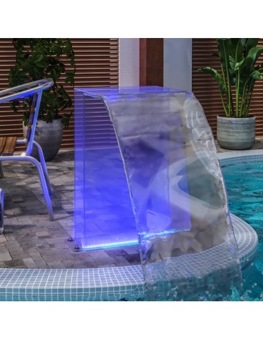 vidaXL Фонтан за басейн с RGB светодиоди, акрил, 51 см