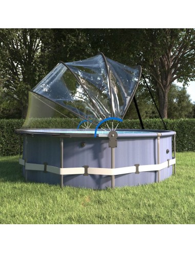 vidaXL Купол за басейн със скоба, кръгъл, 315x158 см, PVC