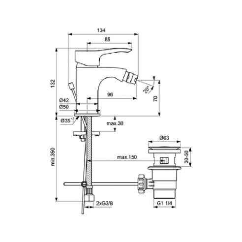 Стоящ смесител за биде SevaS Vidima - 2