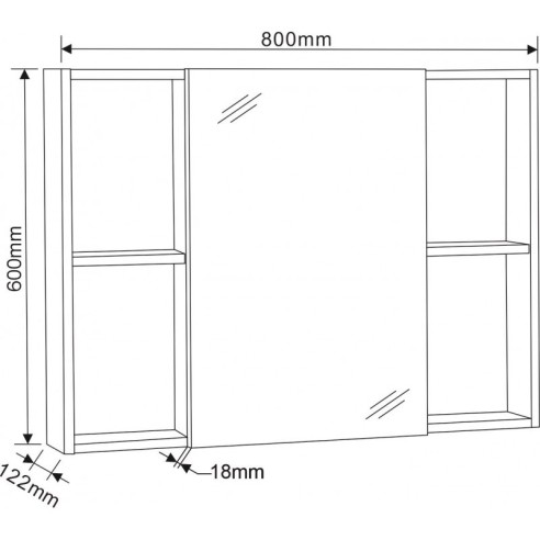 Горен огледален шкаф за баня Каролан 80х14х60см бял INTER CERAMIC - 4