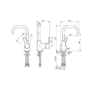 Стоящ смесител за умивалник с висок тръбен чучур Calista Vidima - 1 2