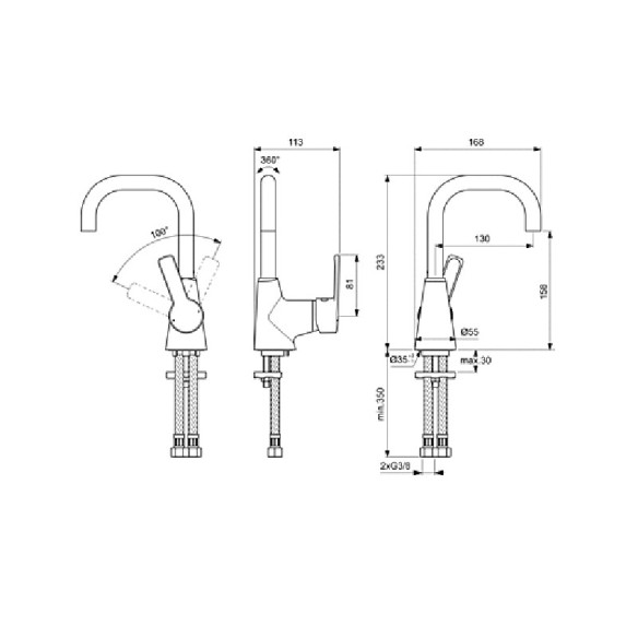 Стоящ смесител за умивалник с висок тръбен чучур Calista Vidima - 2