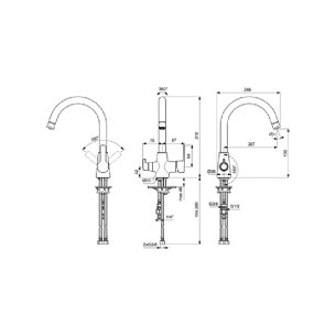 Стоящ смесител за кухня с чучур за комбинация с филтър Calista Vidima - 1 2