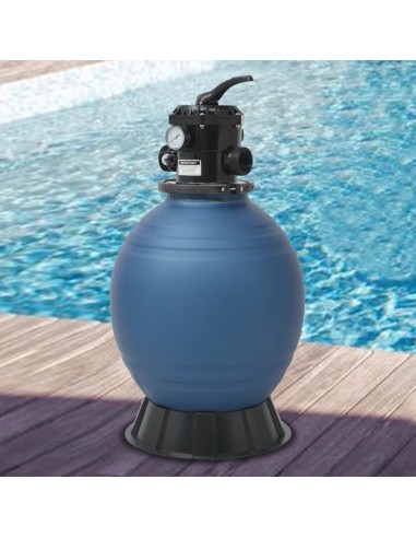 vidaXL Пясъчен филтър за басейн, 6 позиционен клапан, син, 460 мм